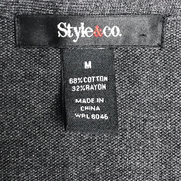 Charcoal Grey Ruffle Sweater Cardigan Women’s Size Medium - Picture 2 of 4